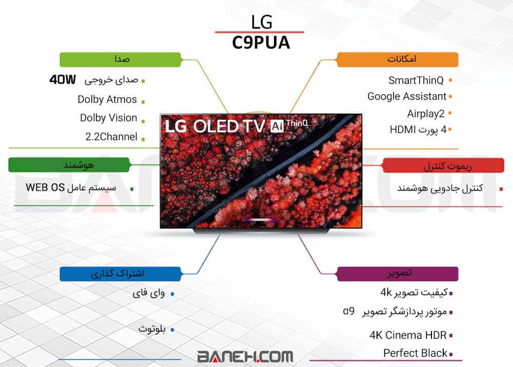 اینفوگرافی تلویزیون ال جی 65C9PUA 