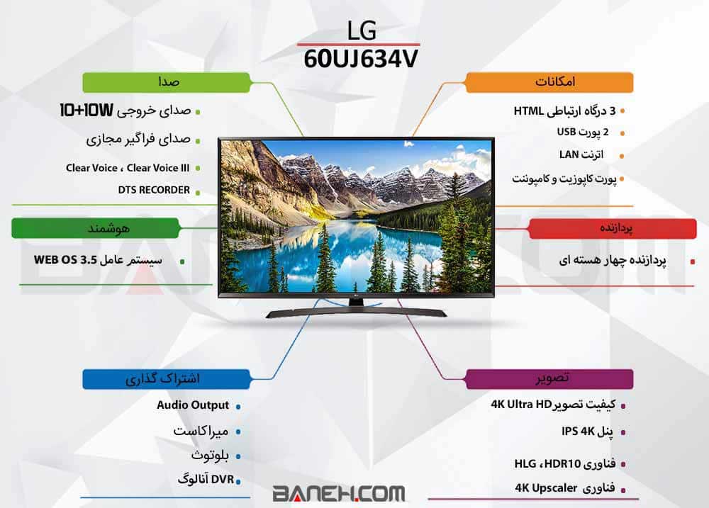 تلویزیون ال جی فورکی اولترا اچ دی هوشمند LG 60UJ634V