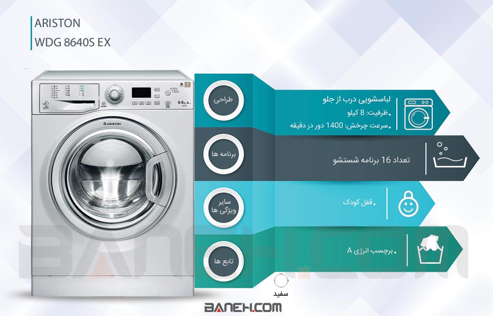 اینفوگرافی ماشین لباسشویی آریستون WDG 8640S EX