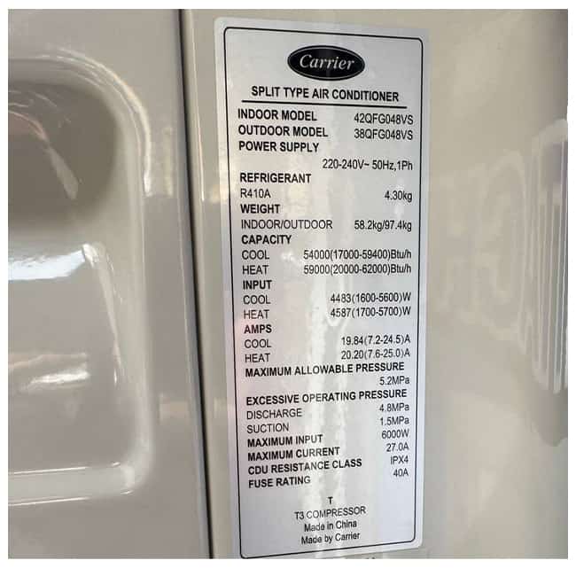 42qfg060v 38qfg060v carrier 7 کولر گازی ایستاده 60000 کریر اینورتر 42QFG060V T3