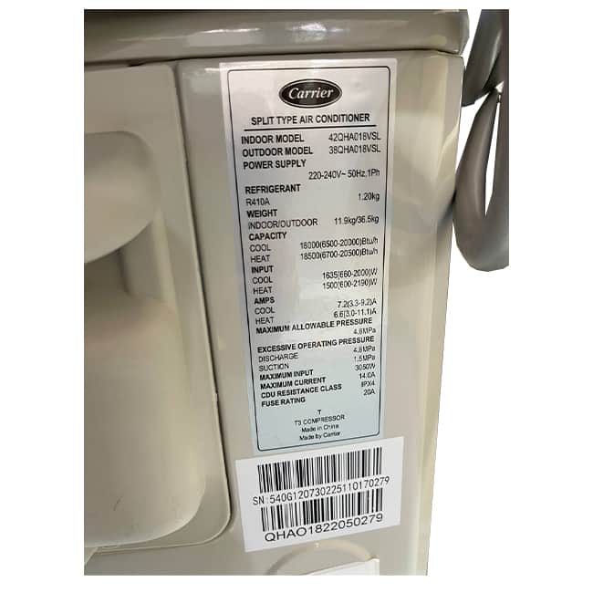 کولر گازی کریر ایکس اکو 18000 اینورتر 42QHA018VSL T3 R410A 3 42qha018vsl 38qha018vsl carrier 5 کولر گازی کریر ایکس اکو 18000 اینورتر 42QHA018VSL T3 R410A