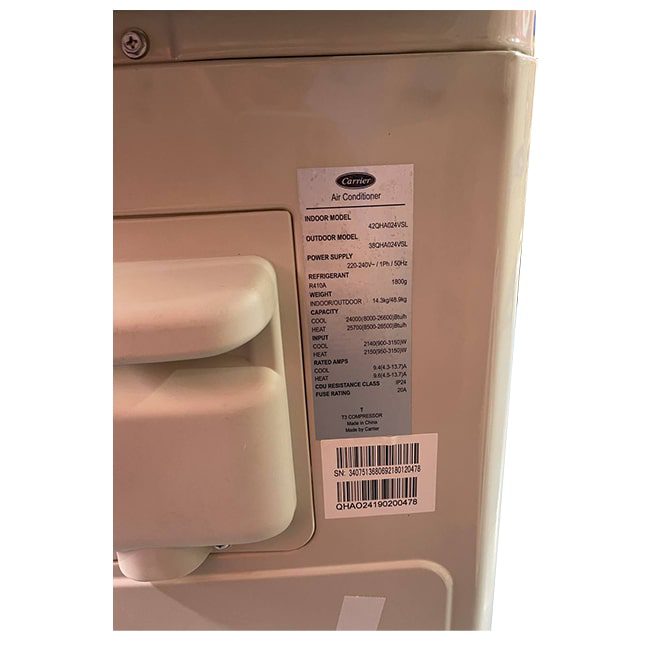 42qha024vsl 38qha024vsl carrier 5 کولر گازی کریر اکو پلاس 24000 اینورتر 42QHA024VSL T3 R410A
