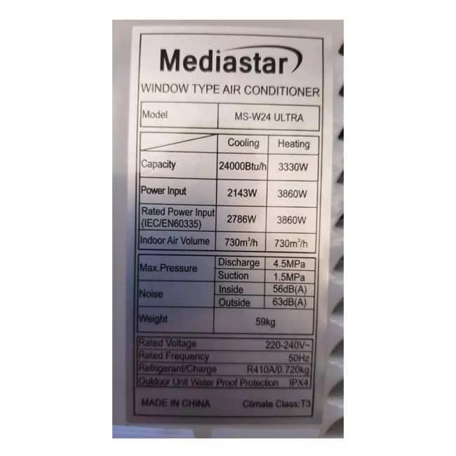 ms w24 33 کولر گازی مدیا استار 18000 پنجره ای MS-W18 ULTRA