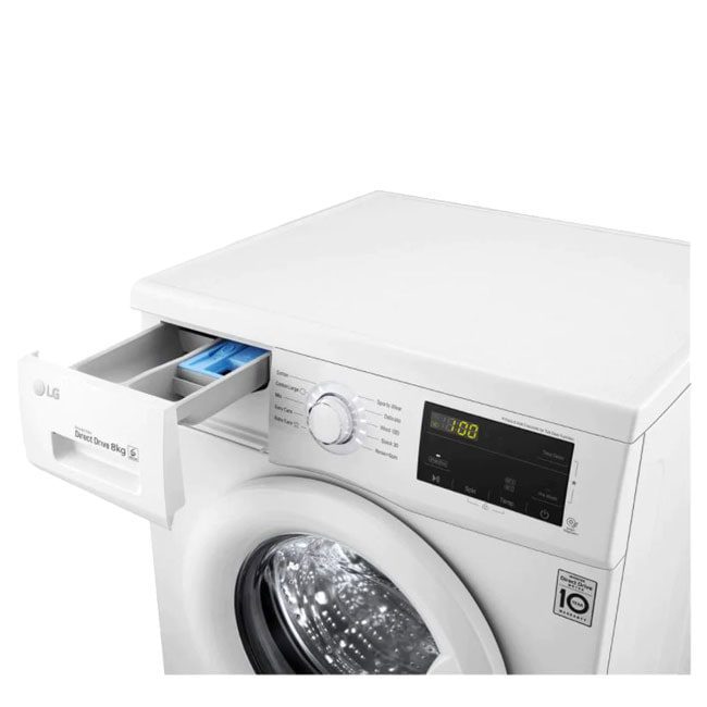 2j3 5 ماشین لباسشویی 8 کیلو سفید ال جی lg FH2J3TDNP0