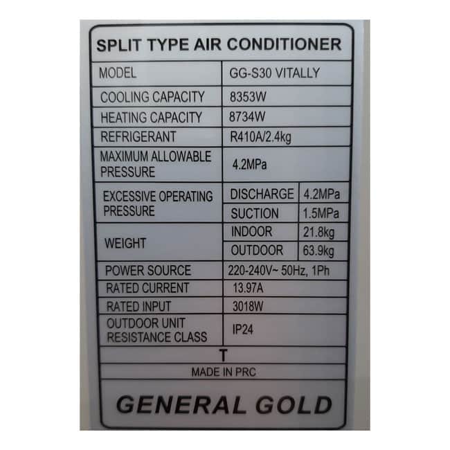 gg s30 vitally general gold 7 کولر گازی 30 هزار جنرال گلدویتالی GG-MS30 VITALLY