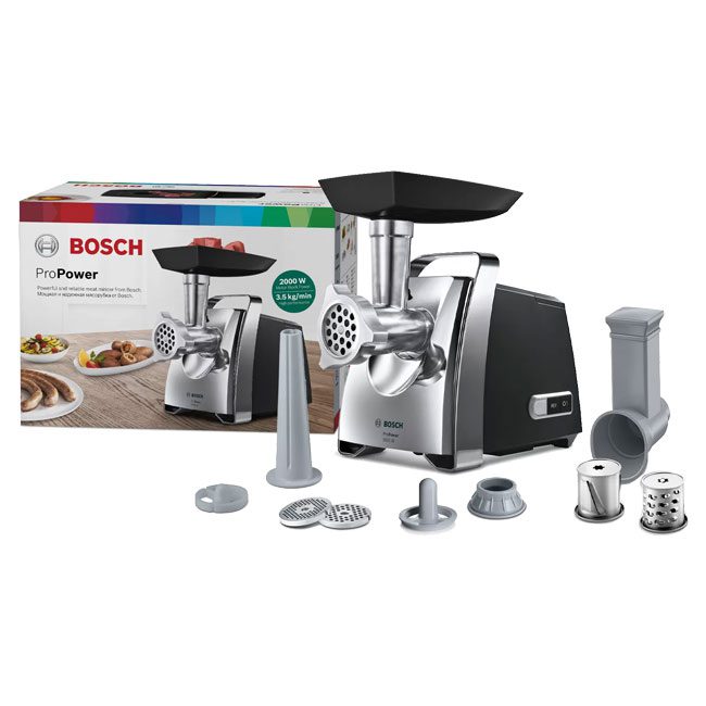 mfw67440 3 1 چرخ گوشت بوش چندکاره 2000 وات Bosch MFW67440