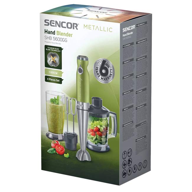گوشت کوب برقی 4 کاره سنکور 1000 وات Sencor SHB5600G Hand Blender 4 shb5600g 2 1 گوشت کوب برقی 4 کاره سنکور 1000 وات Sencor SHB5600G Hand Blender