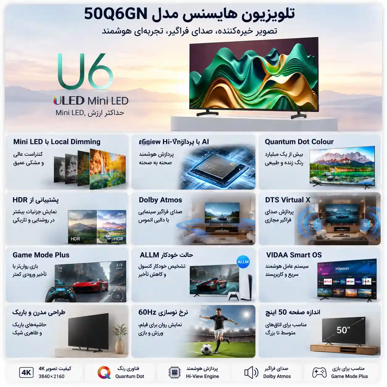 تلویزیون هایسنس 50Q6GN 4 50Q6GN