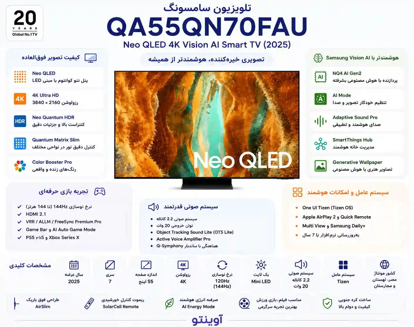 قیمت تلویزیون سامسونگ 55QN70F