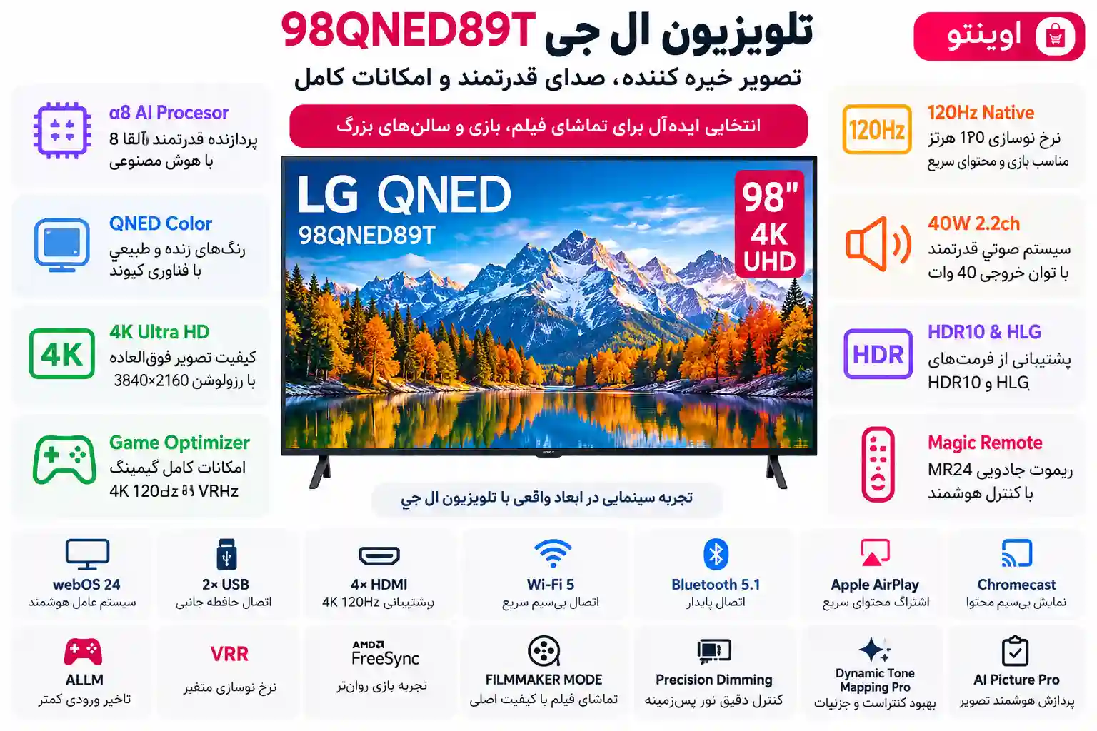 مشخصات تلویزیون ال جی 98QNED89T