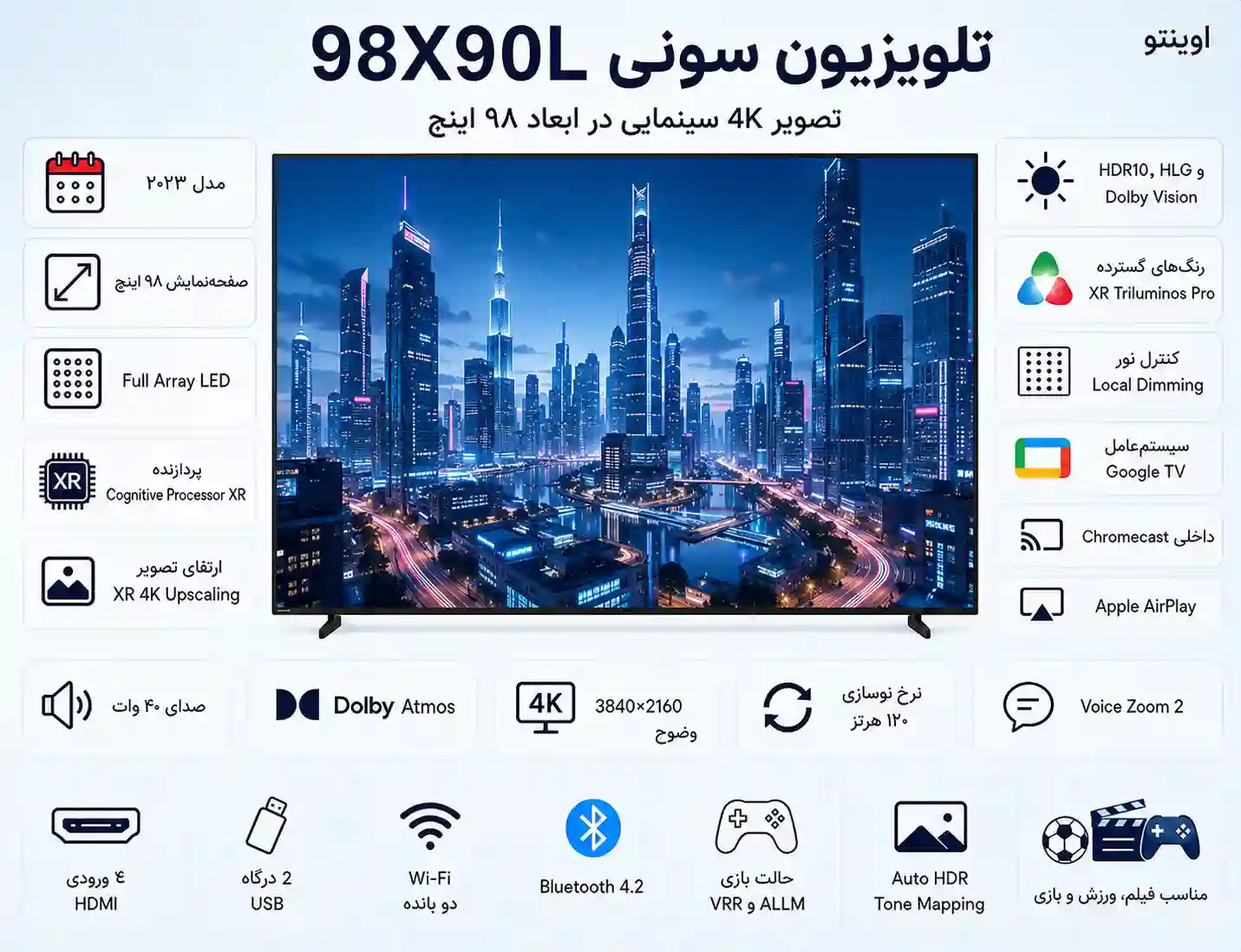 تلویزیون سونی 98X90L 6 98X90L 11 تلویزیون سونی 98X90L