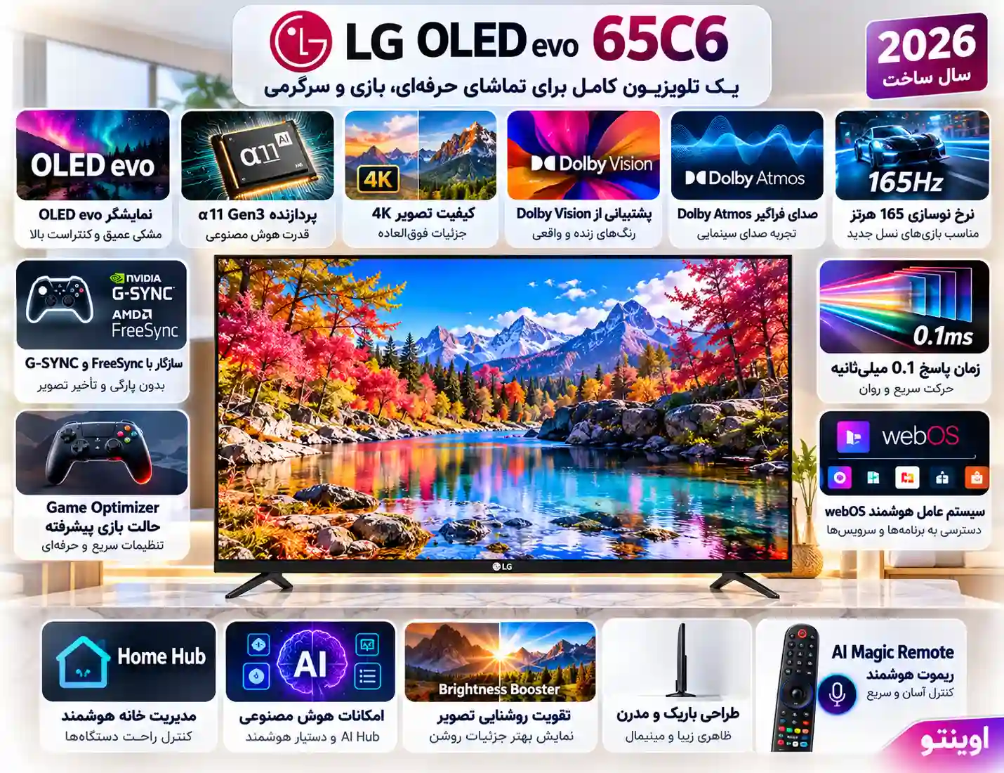 مشخصات تلویزیون ال جی 65C6 اولد 