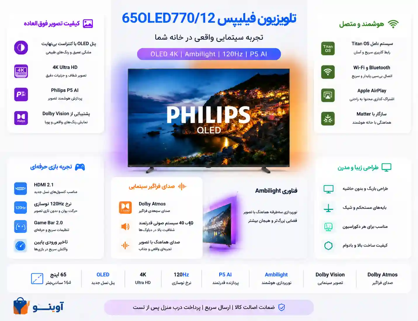 قیمت تلویزیون فیلیپس 65OLED770