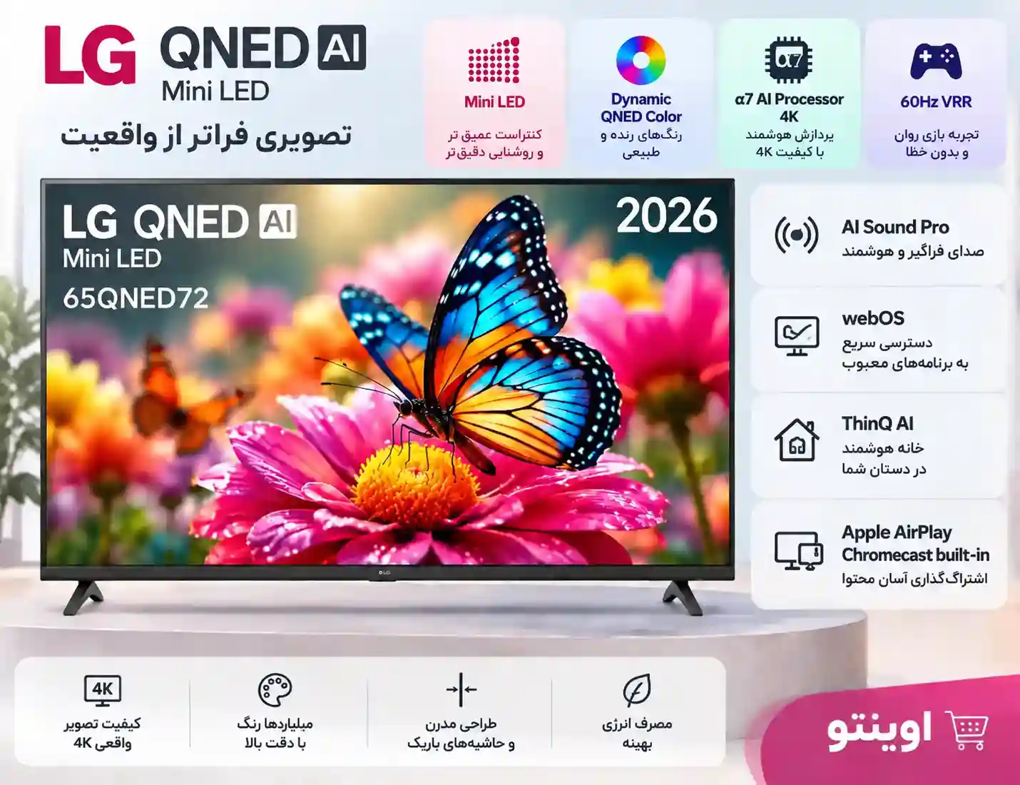 مشخصات تلویزیون ال جی 65QNED72B