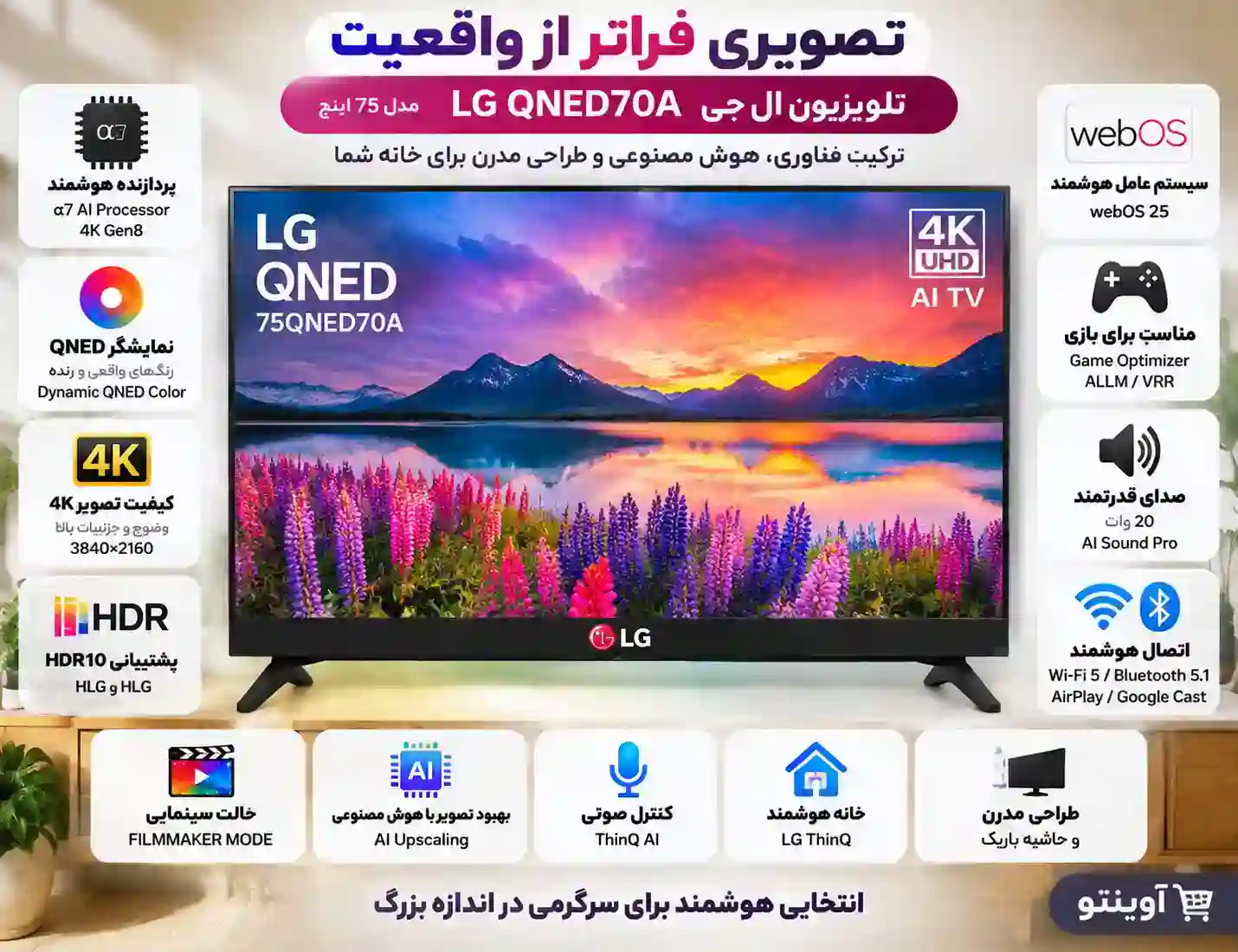 مشحصات تلویزیون ال جی 75QNED70A
