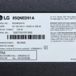 برچسب پشت تلویزیون ال جی 85QNED91A
